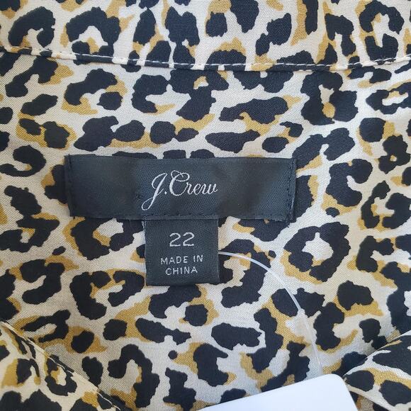 J Crew Shirt Womens 22 Brown Black Leopard Animal Print Silk Button Front J8152 - Picture 3 of 10